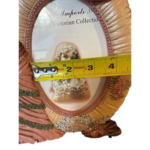 Vtg 1999 Popular Imports 3D Pink Hand Painted Lady Victorian Oval Picture Frame - Picture 9 of 12